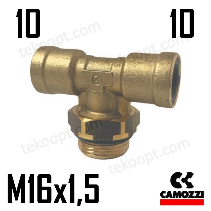 ФИТИНГ 10-М16Х1,5 ТРОЙНИК ГОРИЗОНТАЛЬНЫЙ CAMOZZI 9412 10-M16X1,5R 9412 10-M16X1,5R